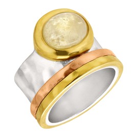 Silpada 'Metallic Mix' Natural Citrine Ring in Sterling Silver, Brass, & Copper, Size 5, Size 5