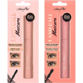 AmorUs Duo de Máscaras de Pestañas Lash Call, Volumen y Alargamiento, con Aceite de Mamey y Bergamota, Fórmula de Larga Duración A Prueba de Agua - Tu Nueva Mascara Favorita