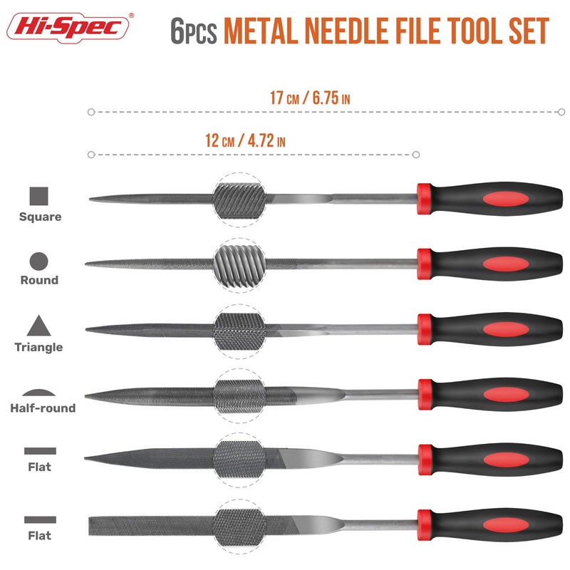 Hi-Spec File Set, 6-Piece Needle Files Metal Mini File Set