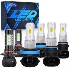 AUIMSOCO For 2009-2017 Dodge Ram 1500 6x LED Headlight + Fog Light Bulbs Combo Kit 8000K