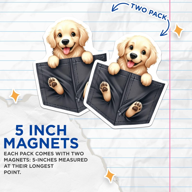 (2 Pack) Cute Dog Magnets - Novelty Animal Magnets -
