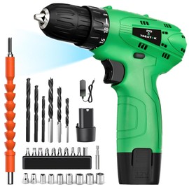 Tegatok Cordless Drill Set,12V Power Drill Set with Battery and Charger, Electric Driver Drills Bits, 3/8'' Keyless Chuck,18+1 Torque Setting with LED Electric Drills Set