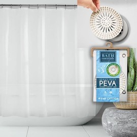 2 Pack Combo - One 6 Guage Shower Curtain Liner 72" x 70" Frosted Plastic PEVA - Plus One Silicone Drain Hair Catcher for The Shower - Easy Install and Wash