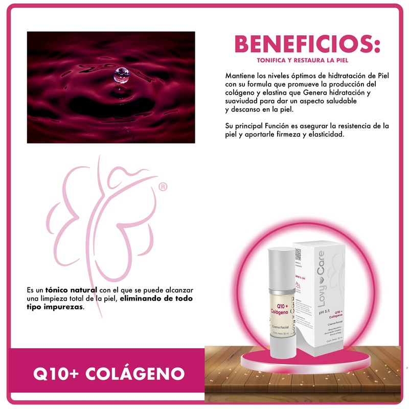 Crema Facial Q10+Colágeno Efecto Lifting |30 ml | Lovy Care|