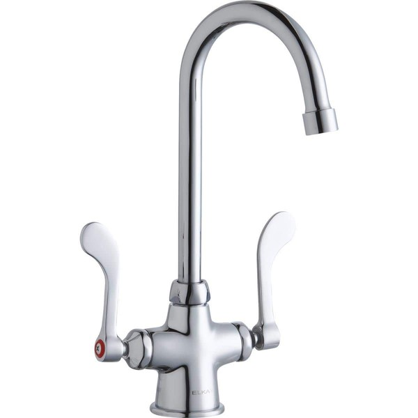 Elkay LK500GN05T4 Single Hole Concealed Deck Faucet with Gooseneck Spout and Wristblade Handles, Chrome