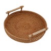 Rattan Fruit Tray with Solid Wood Handles Exquisite Hand Woven