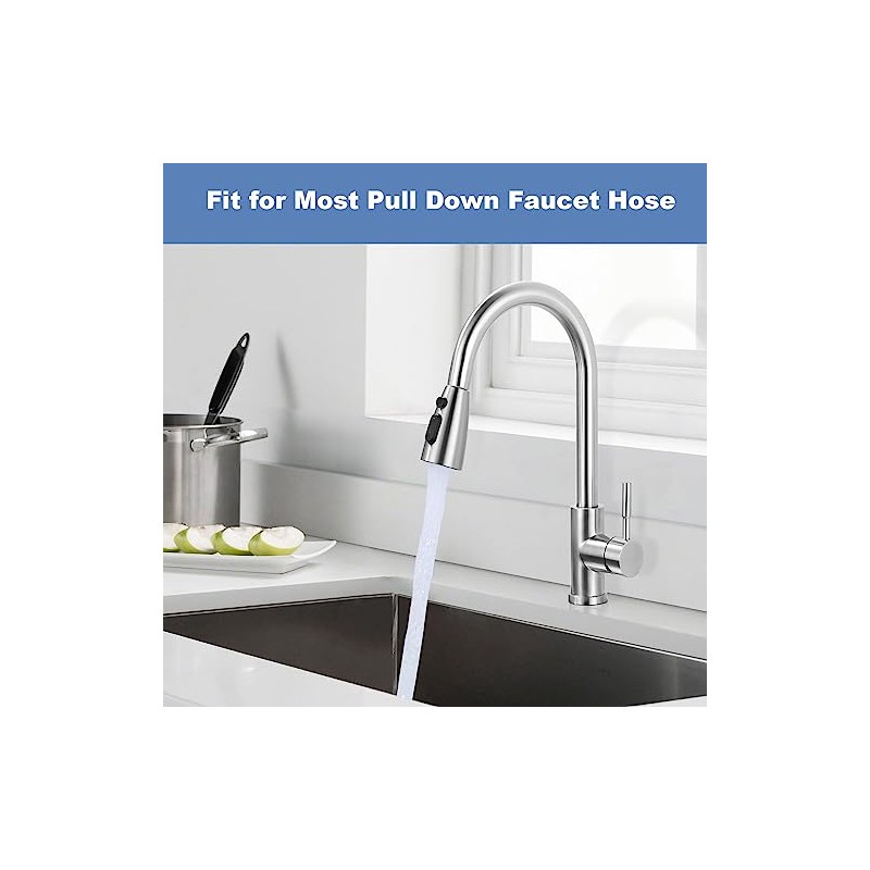 WOWOW Kitchen Faucet Head Replacement Brushed Nickel, 3 Function Pull