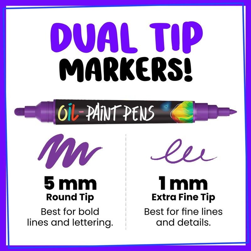 Chalkola 20 Oil Paint Pens - Oil Based Paint Markers