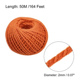 sourcing map 164 Feet 2mm Jute Twine, Jute Rope, Natural Jute Twine String Cords Orange for DIY Arts Crafts, Gardening, Bundling, Home Decorating