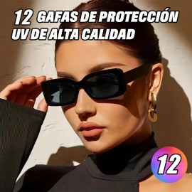 12 Piezas Gafas De Sol Rectangulares Estilo Vintage Casual Espejo Varios Colores Varios Colores Varios Colores Varios Colores