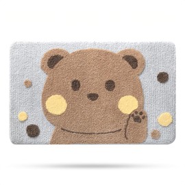 Molesun Cute Bear Bath Mat, Soft Shower Rug Plush Microfiber Funny Bath Rug Water Absorbent Thick Shaggy Floor Mats, Bathroom Rug for Kids Room, Bedroom, Kitchen (Bear, 16" x 24")