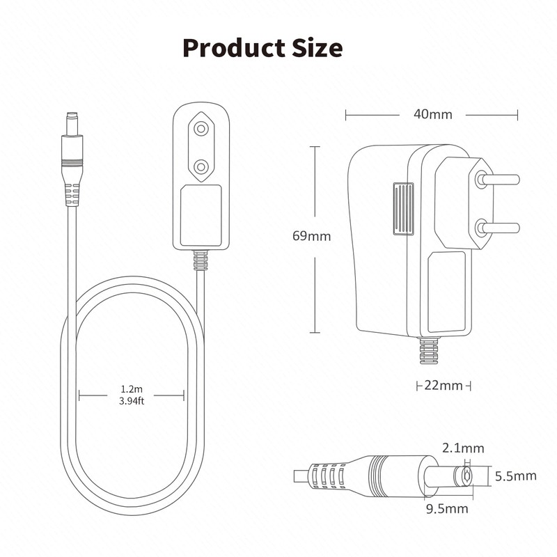 Tonton 12V 1A DC Power Supply for IP/CCTV Security Camera,