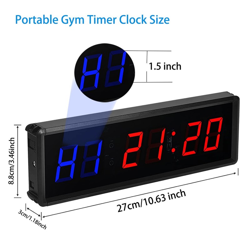 KTZON Gym Clock Timer for Home with Remote, 1.5" 1.8"
