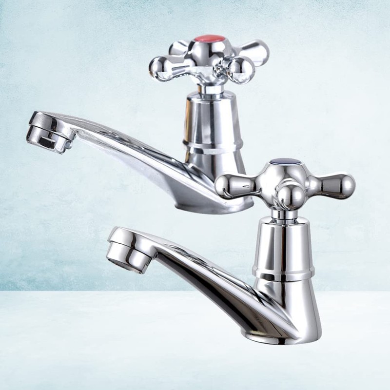 DOITOOL Stainless Steel Single Hole Cross Faucet Set Vintage Bathroom