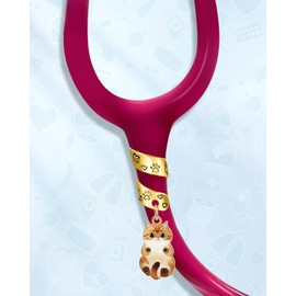 Plifal Gold Stethoscope Charms Tag for Nurse - Brown Cat Stethoscope Charms with Label Accessories Fit for Littmann, Presents for Doctor, Pediatric Nurse, Nursing Medical Assistant