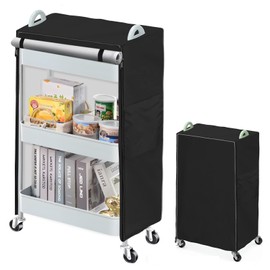 COSHNIBI Utility Cart Cover,Dustproof Cover for Rolling Cart with Storage Bag,Waterproof & Dustproof, Fits Size 17 "L x 13" W x 31" H,Black (Only Cover)
