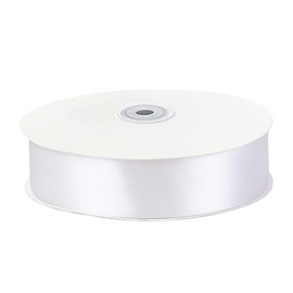 Solid Color Double Faced White Satin Ribbon 1" X 50 Yards, Ribbons Perfect for Crafts, Wedding Decor, Bow Making, Sewing, Gift Package Wrapping and More