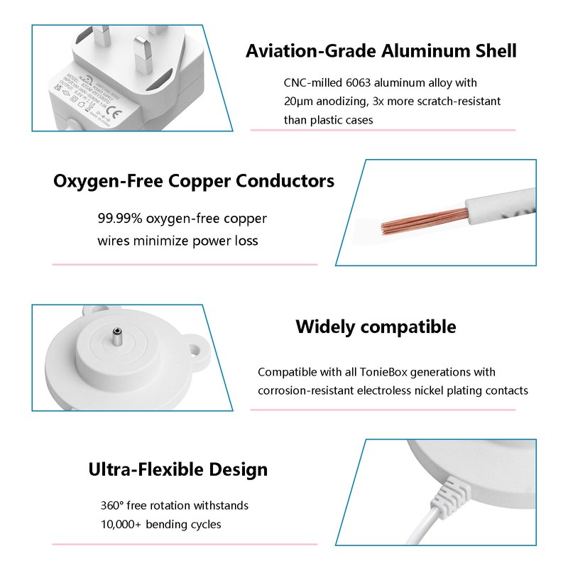 9V Charger for Tonie Box Power Cord Compatible with TonieBox