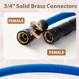 BLENDLITE 5/8" Female to Female Hot/Cold Water Leader Hose 5ft, -50℉ to 190℉ Flexible,Burst 600 Psi 3/4" Brass Fittings with Swivel Grip Handle for Outdoor,Yard, Farm, Blue
