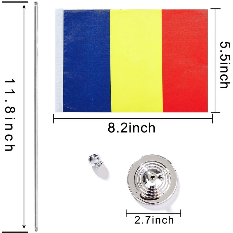 WXTWK 2 Pack Romania Flag Romanian Desk Flag Small Mini