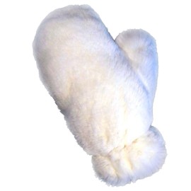 MinkgLove Rex Rabbit Massage Glove, Velvety Soft and Plush Feel, Pearl White Color, Hand Tailored, Unisex, One Size - Left Hand Single Sided Fur