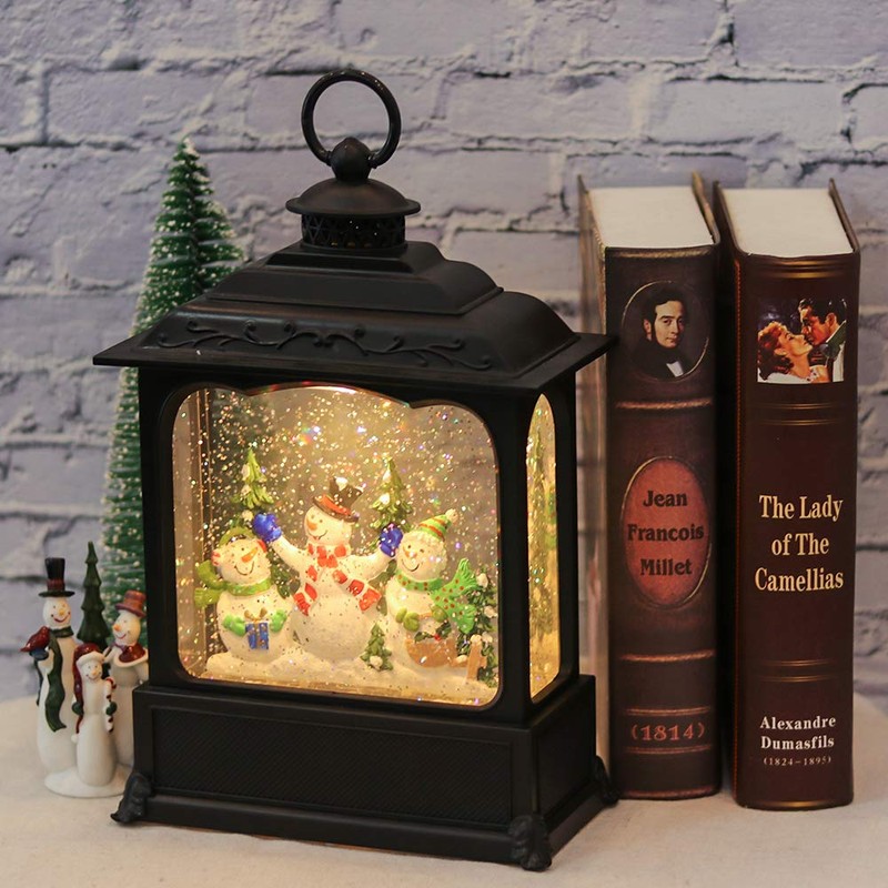 Eldnacele Musical Snow Globe Lantern with Timer, Lighted USB/Battery Operated