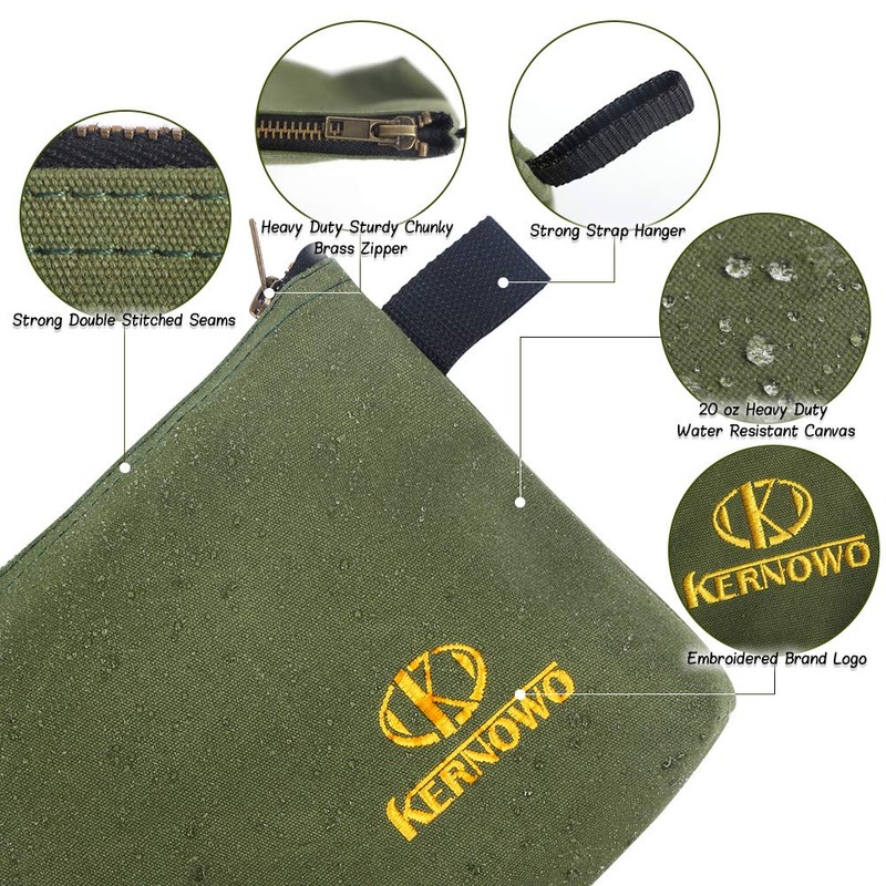 KERNOWO 4 Pack Upgrade Zipper Canvas Tool Pouch, 20 oz