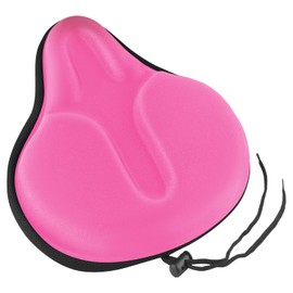 MSDADA Large Gel Bike Seat Cover Padded, Soft Bike Seat Cover Cushion for Men & Women, Comfortable Bike Accessories Gel Seat Cover for Bike, Outdoor Indoor Cycling(Pink)