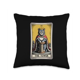 The Tower Cat Tarot Card Cat Scratching Post Tree Cat Throw Pillow