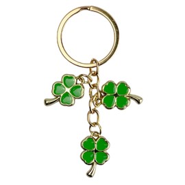 Key Ring 3 Green Clovers with 4 Lucky Leaves - St. Patrick's Keychains for Lovers Fortune, Clover, Plants… - Lucky Accessory with Four Green Leaves - Unisex for Men and Women, grey, L
