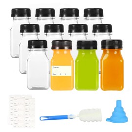 KANGSIT Juice Bottles 12 pcs, 4oz/120ml Shot Bottles with Lids,Reusable Clear Bottles Mini Clear Juice BottlesDrink Bottles for Smoothies Juice Milk Water and Other Beverages