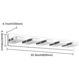 SOLFART Modern LED Vanity Lights Stainless Steel Bathroom Vanity Light Fixtures Over Mirror Chrome 9660 5 Lights