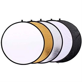 Konseen 24"/60cm Portable 5 in 1 Light Reflector Collapsible Round Multi Disc Translucent, Silver, Gold, White, and Black Reflector for Studio or Photography