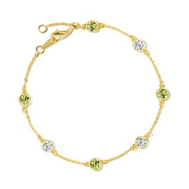 Gift from New York Women's Birthstone Ruby Sapphire Simulated Diamond Bracelet Platinum 18K Yellow Gold Plated 925 Silver Brand, Sterling Silver , Created Diamond