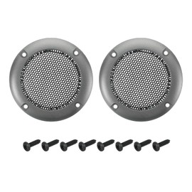 MECCANIXITY 2 Pcs 2inch Black Speaker Grill Mesh Metal Woofer Guard Protector Dust Cover Iron Gray Decorative Circle ABS Frame with Screws for Home Audio Car Speaker Replacement