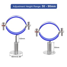 sourcing map 2Pcs Stainless Steel Pipe Supports Wall Mount Ceiling Mount Pipe Bracket Adjustable Clamp Pipe Strap Fit for Dia 80-89mm Pipe Tube
