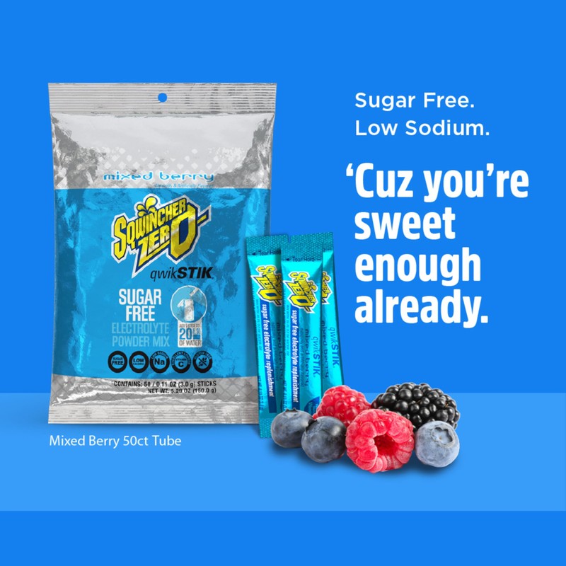 Sqwincher Zero Qwik Stik, Mixed Berry, Sugar Free, Low Calorie,