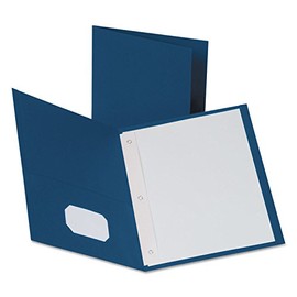 Twin-Pocket Folders With 3 Fasteners, Letter, 1/2" Capacity, Blue, 25/box