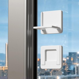 Window Lock, Sliding Door Stopper, Kafand Window Lock, Sliding Door Stopper, Tasteless, No Drilling Required, Baby Guard, Safety Lock, Fall Prevention, Security Measurement, Kids, Babies, Dogs, Cats, Fall Prevention, Multifunctional, Easy to Install, Sliding Door Lock (Set of 2), White