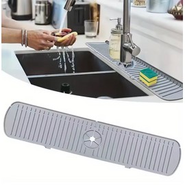 Silicone Faucet Splash Guard & Sink Drain Mat - Kitchen Countertop Protector Pad