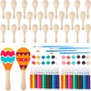 28 Pack DIY Wooden Maracas Mini Wood Maracas with 32