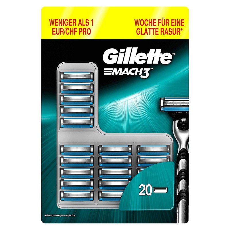 Gillette Mach3 razor blades for men, 20 pieces