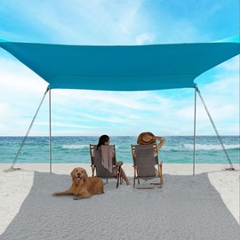 EasierHike Beach Shade Tent, 10 × 10 Ft Portable Easy Pop Up Beach Canopy, UPF50+ Sun Protection Shelter, Windproof & Water Resistant, Stable with 4 Sandbags & Windproof Cords, Perfect for Family