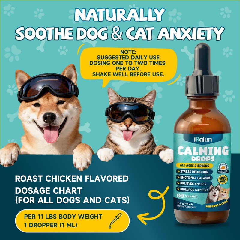 2PCS Calming Drops for Dogs & Cats - Feline Stress