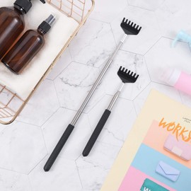 upain Set of 2 Extendable Stainless Steel Telescopic Back Scratchers Back Scratcher Scratcher with Extendable Rod Extendable up to 68 cm for Scratching the Head and Back
