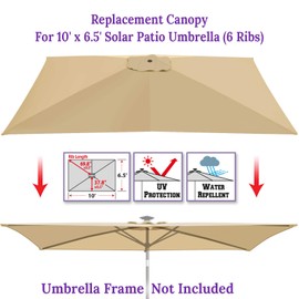 BenefitUSA Top Cover Replacement Umbrella Canopy for 10ft x 6.5 ft 6 ribs Patio Umbrella Outdoor Market (Canopy Only) (Beige)