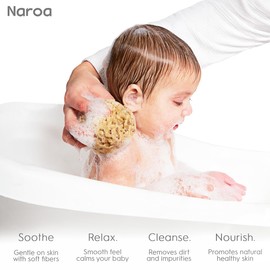 NAROA Natural Baby Bath Sponge in Gift Box | Premium Soft Wool Sea Sponge for Babies | Newborn Bath Time Essentials | Sustainable & Plastic Free (1 Pack)