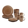Rachael Ray Cucina Dinnerware 16-Piece Stoneware Dinnerware Set, Mushroom Brown