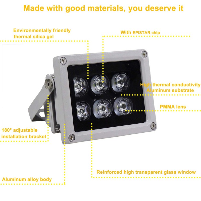 AUTENS Infrared Illuminator 90° Wide Angle Night Vision Waterproof LED