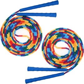 16 FT Long Jump Rope(2 PACK), Double Dutch Jump Ropes, Soft Beaded Skipping for Kids Adults, Plastic Segmented Long Enough for 4-5 Jumpers - Color: Blue2